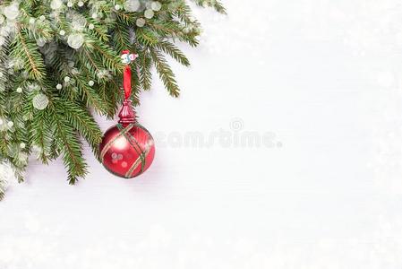 圣诞节背景.圣诞节冷杉树树枝和装饰