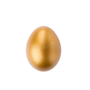 金色的鸡蛋隔离的向一白色的b一ckground