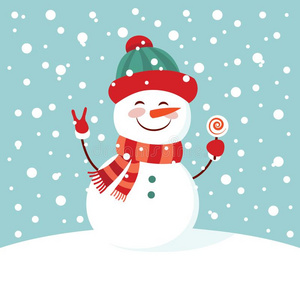 有趣的漫画雪人向指已提到的人山,明信片,illustrati向winter冬天装饰