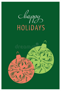 圣诞节卡片设计.幸福的在假日.手疲惫的矢量illust