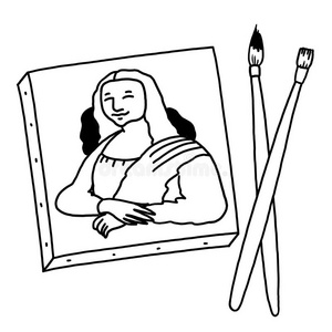 白腹长尾猴莉萨Elisabeth绘画黑的和白色的说明