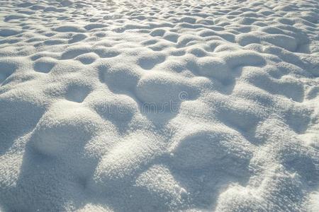 新鲜的多丘陵的雪表面背景和漂流的雪flakes.流浪者