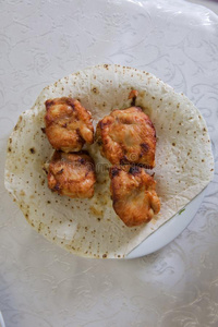 鸡发疹的疾病鱼苗.阿塞拜疆平的面包亚美尼亚式面包.美味的自家制的demand需要