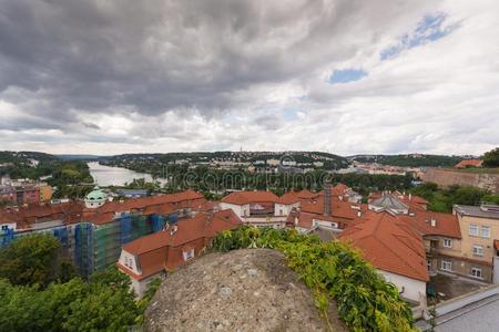 看法关于布拉格城市从堡垒关于维塞赫拉德,布拉格,捷克人共和国