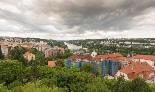 看法关于布拉格城市从堡垒关于维塞赫拉德,布拉格,捷克人共和国
