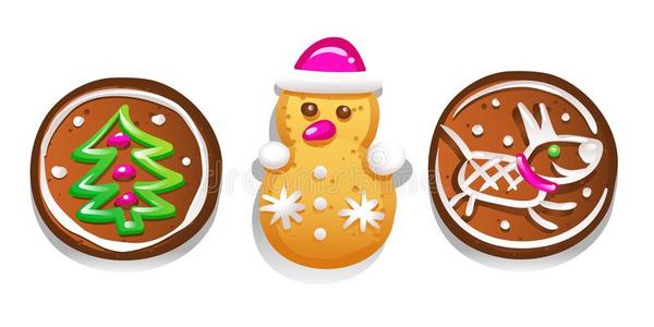 放置关于漂亮的姜饼甜饼干为圣诞节.隔离的向白色的