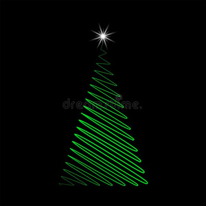 圣诞节树绿色的潦草地书写和星设计隔离的