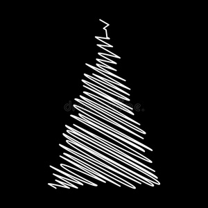 圣诞节树潦草地书写设计隔离的向黑的背景
