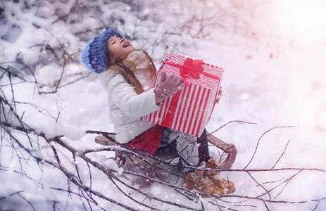 一冬仙女传说,一年幼的母亲一nd她d一ughter乘一雪橇