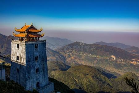 美丽的风景优美的关于范西潘山峰最高的山关于印度支那