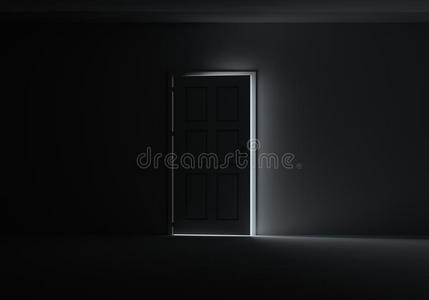 敞开的门和明亮的光照片