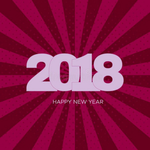 幸福的新的年2018标签向粉红色的背景
