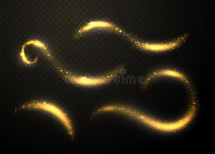 金色的辉煌的波放置.闪耀灰尘和金微粒