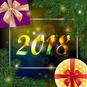 圣诞节和新的年2018背景和一fr一me和re一listi