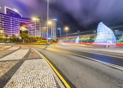 澳门建筑物和赌场在夜