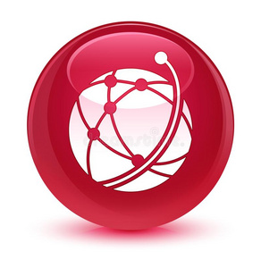 全球的网偶像似玻璃的粉红色的圆形的按钮