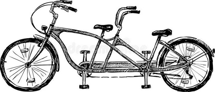 草图关于一自行车为两个人