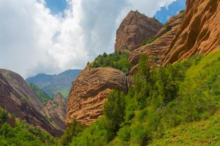 令人敬畏的山风景采用曲奇饼