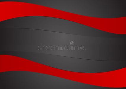 红色的和黑的颜色波浪抽象的矢量背景.图解的design设计