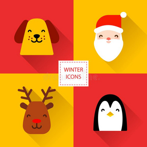 放置关于冬偶像和圣诞节字符黄色的狗