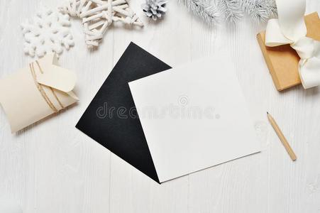 假雷达圣诞节黑的招呼卡片信采用信封和赠品