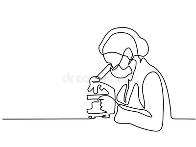 显微镜工作的女人图片-显微镜工作的女人素材-显微镜工作的女人插画