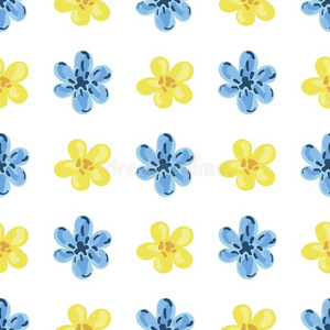矢量说明关于蓝色和黄色的花