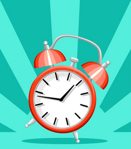 醒钟红色的惊恐钟醒-在上面时间平的方式矢量说明弧点元照片