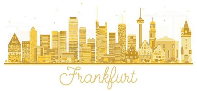 法兰克福香肠德国城市地平线金色的轮廓.