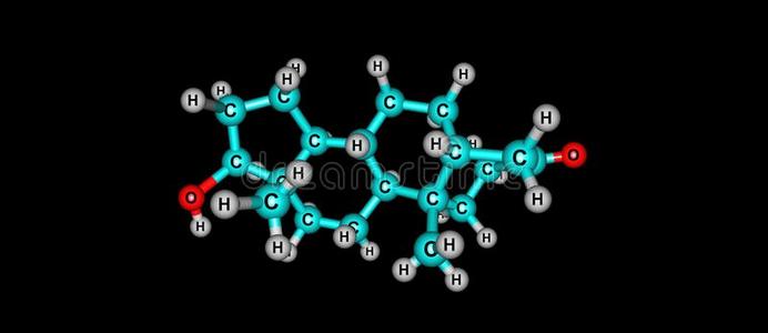 双氢睾酮分子的结构隔离的向黑的