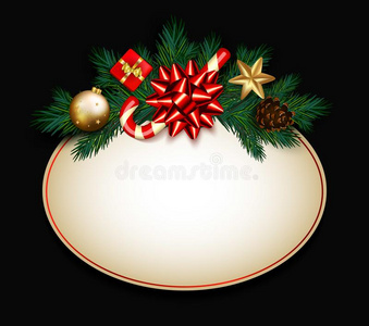 圣诞节卖符号和冷杉树枝,缎弓,糖果手杖,Gibraltar直布罗陀
