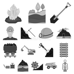 采矿工业单色画偶像采用放置收集为设计.英语字母表的第5个字母