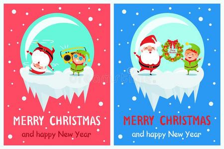 愉快的圣诞节幸福的新的年海报小精灵SociedeAnonimaNacionaldeTransportsAereos国家航空运输公