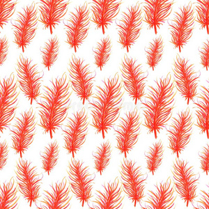水彩羽毛抽象的无缝的模式背景.坦普拉