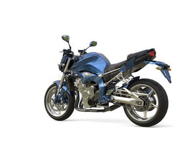 令人敬畏的金属的蓝色现代的摩托车尾看法