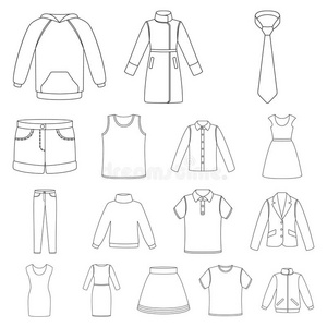 不同的种类关于衣服梗概偶像采用放置收集为英语字母表中的第四个字母