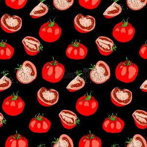 无缝的模式关于明亮的番茄全部的和一件