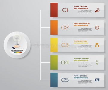 抽象的信息图表5级别横幅设计原理.5步放置