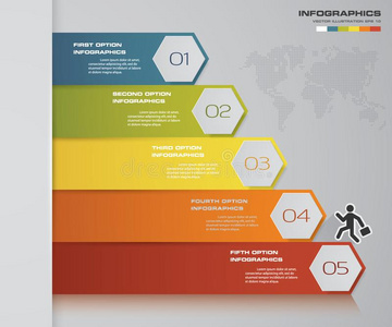 抽象的信息图表5级别横幅设计原理.5步放置