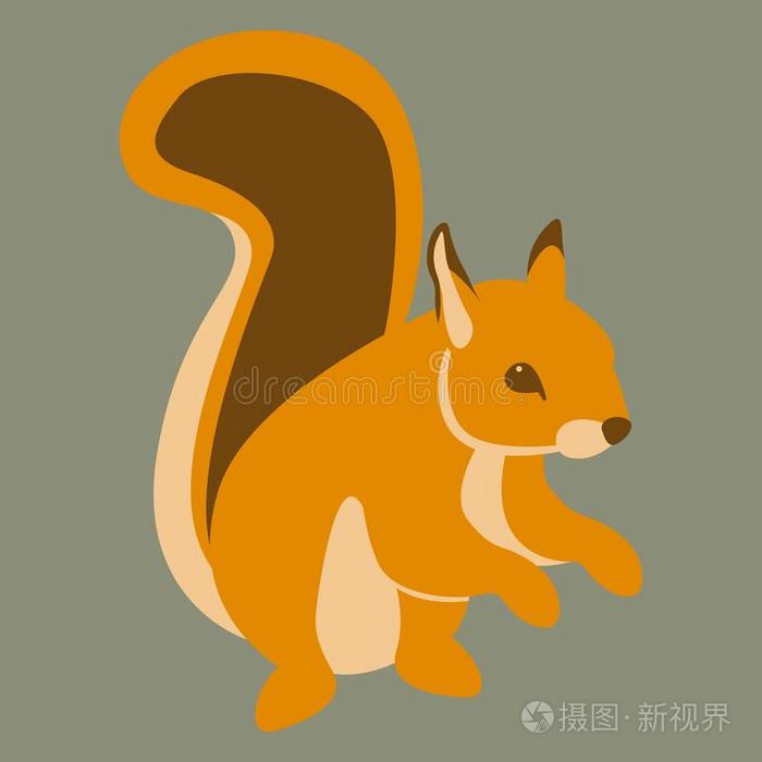 红色的松鼠矢量说明平的方式侧面面