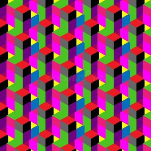 无缝的,抽象的立方形模式.富有色彩的设计,几何学的