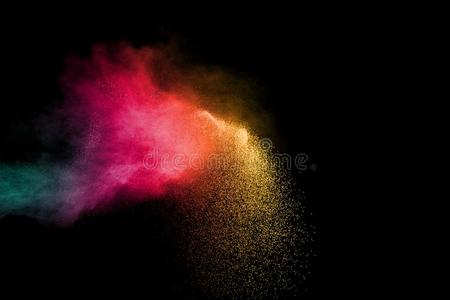 抽象的颜色粉爆炸向黑的背景.