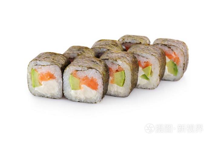 寿司奶酪梅基和鲑鱼 鳄梨 海苔 奶酪 向一白色的照片 正版商用图片2ry7jf 摄图新视界 寿司奶酪梅基和鲑鱼 鳄梨 海苔 奶酪 向一白色的照片 正版商用图片2ry7jf 摄图新视界