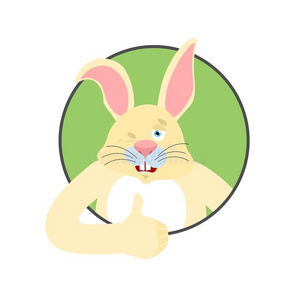 动物表情符号兔子拇指在上面和使眼色.野兔幸福的表情符号.