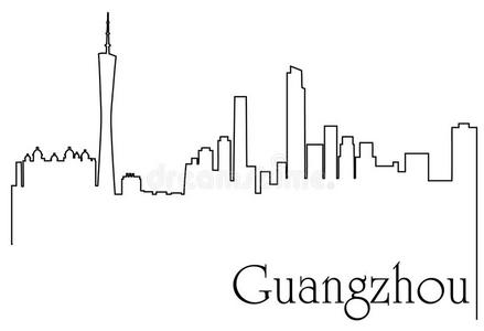 广州城市num.一线条绘画抽象的背景和大都会照片