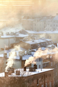 吸烟烟囱采用Szczec采用城市住宅的地区,波兰.