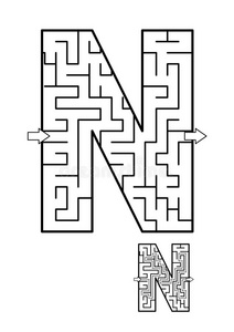 小孩游戏信英语字母表的第14个字母迷宫游戏为小孩照片