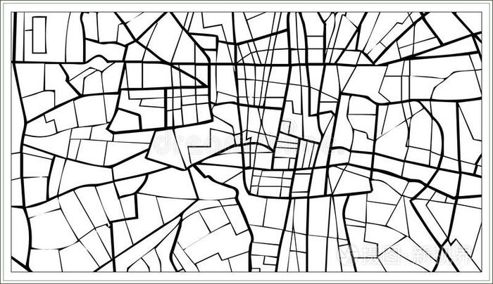 德黑兰IndividualRetirementAnnuity个人退休金地图采用黑的和白色的颜色.