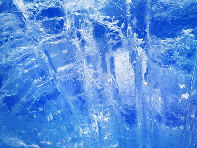 蓝色冰.抽象的冰质地.