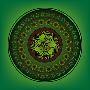 圆形的装饰和详尽说明榜样向一绿色的